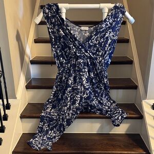 Kaileigh Navy and White Floral Jumpsuit